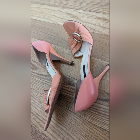 Sergio Rossi open toe peach leather pumps 37 EU/US 7 - Picture 4 of 5